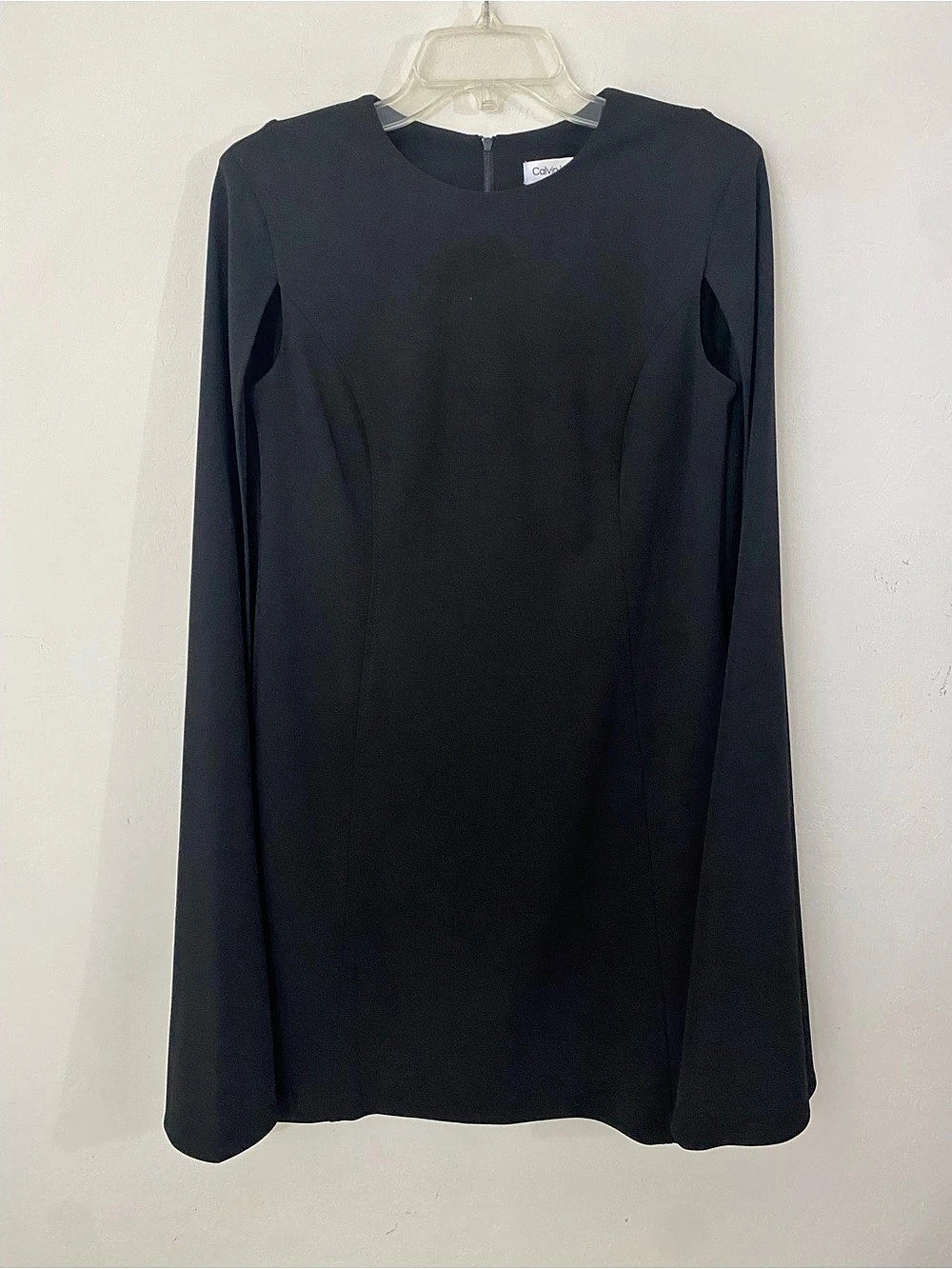 Calvin Klein Black Cape Knee Length Dress Size 4 Sheath Cocktail Night Out